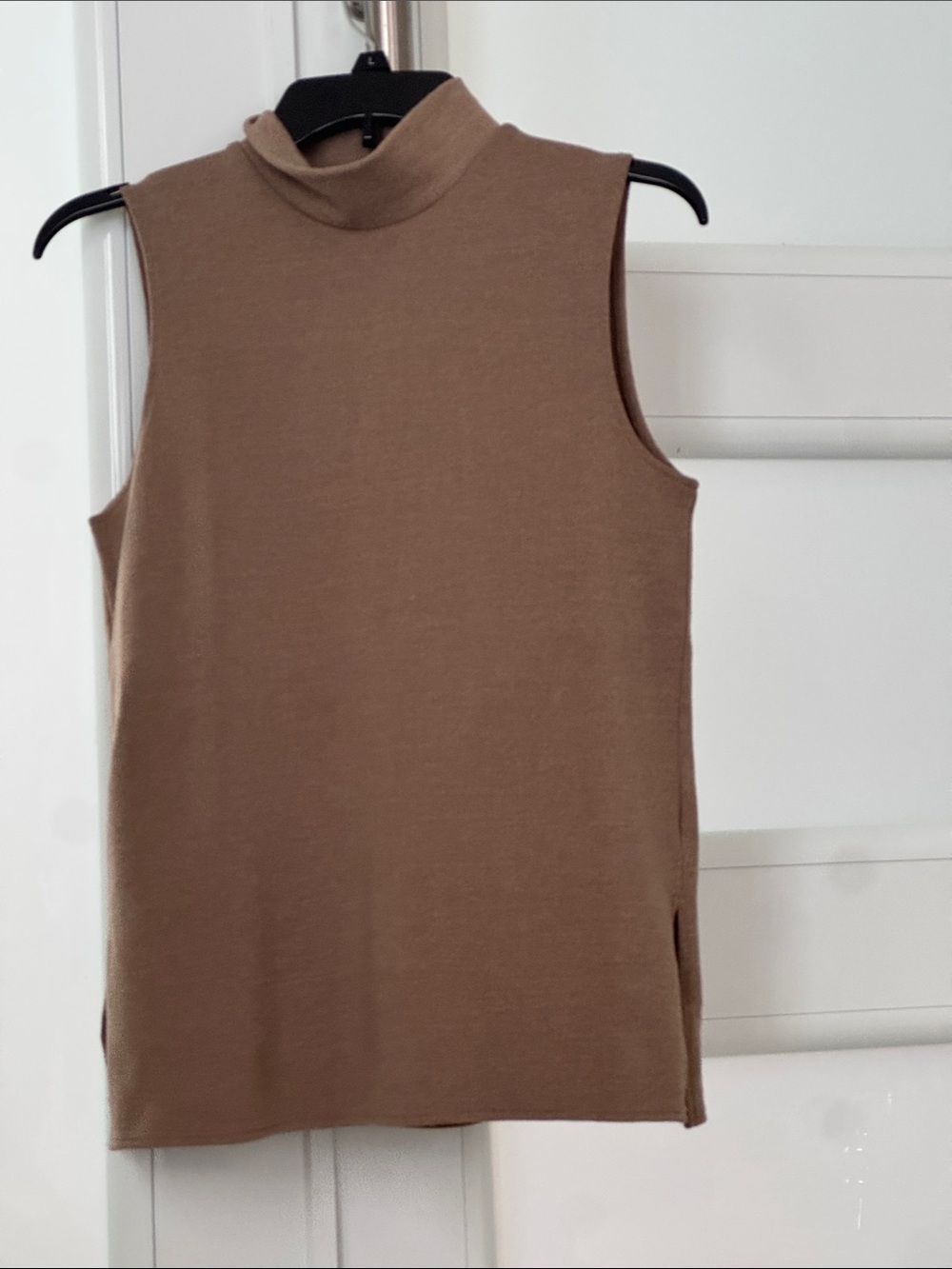 Zara Sleeveless Mock Neck Tank Top in Brown